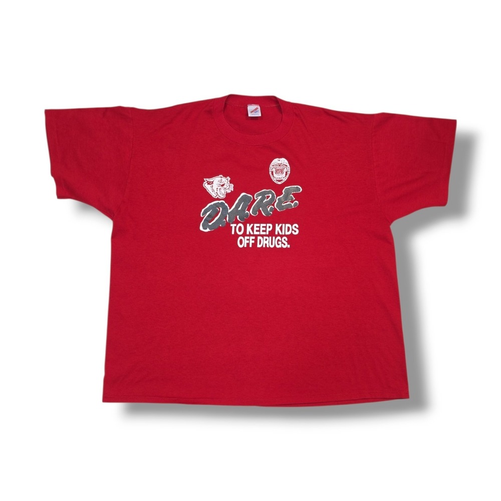 Vintage DARE To Keep Kids Off Drugs Alabama Red 90s Jerzees T-Shirt Men's 3XL